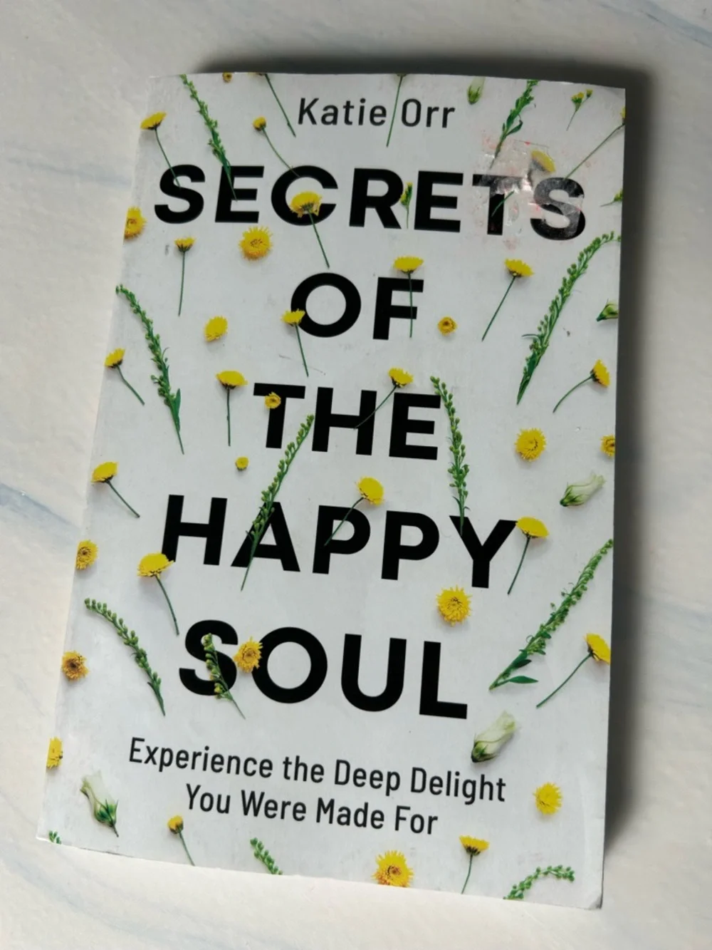 Secrets of the Happy Soul by Katie Orr - White & Yellow Floral Cover